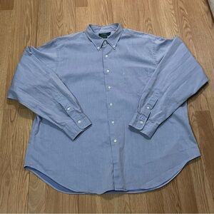 Lauren Ralph Lauren Mens 18x36/37 Long Sleeve Button Down Shirt Blue Preppy